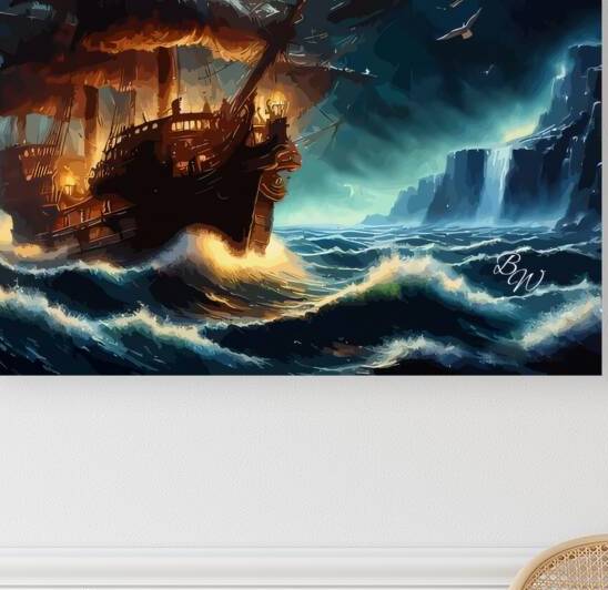 PIRATE SHIP AT NIGHT 10  by Billy Wayne