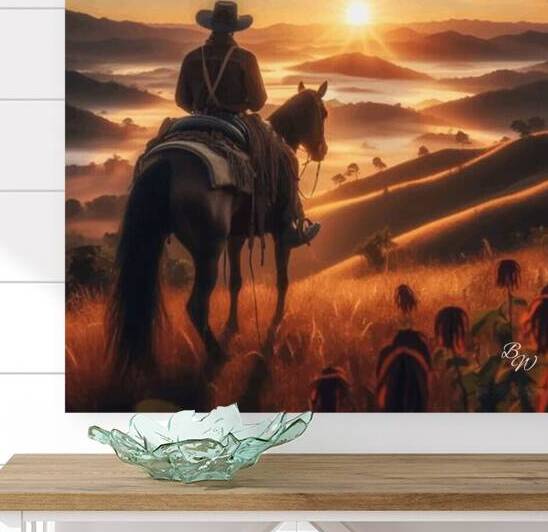 Cowboy Riding Into The Sunset by Billy Wayne