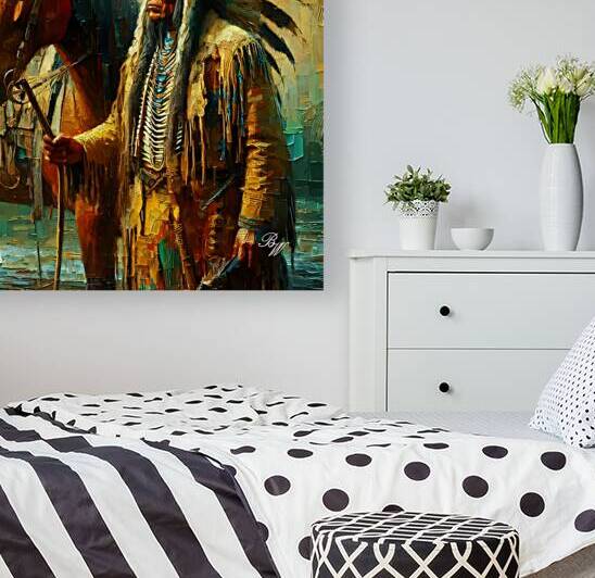 Elderly Native American Warrior with horse 3 by Billy Wayne