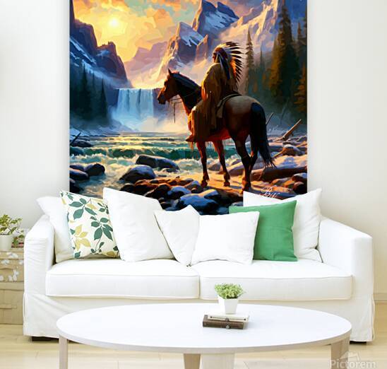 Native American Indian by waterfall 5 by Billy Wayne