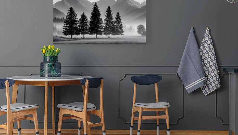 Morning Fog In The Valley - Monochrome Landscape Art Prints by Savage Art Prints