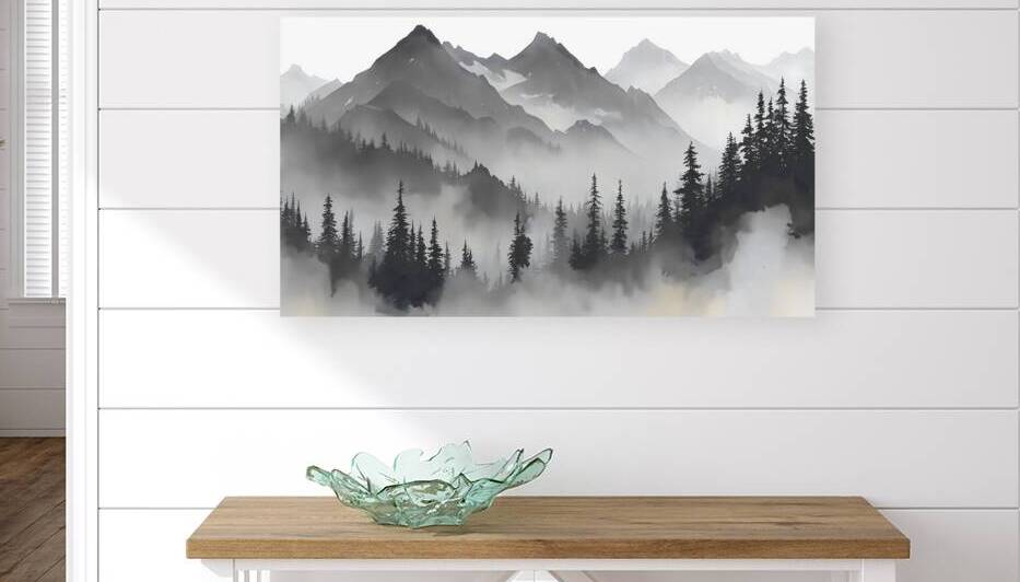 Misty Mountain Pines - Monochrome Landscape Art Prints by Savage Art Prints