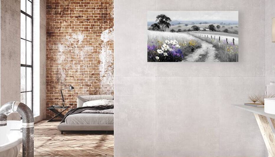 Flowers By The Fence - Country Floral Landscape Art Prints by Savage Art Prints