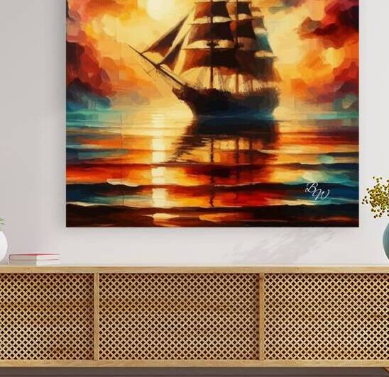 Pirate Ship On a Calm Sea at Sunset  by Billy Wayne
