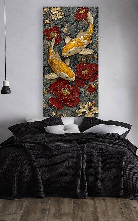 Seinaru Kin No Takara 聖なる金の宝 - Sacred Golden Treasure - Koi Pond Art Prints by Savage Art Prints