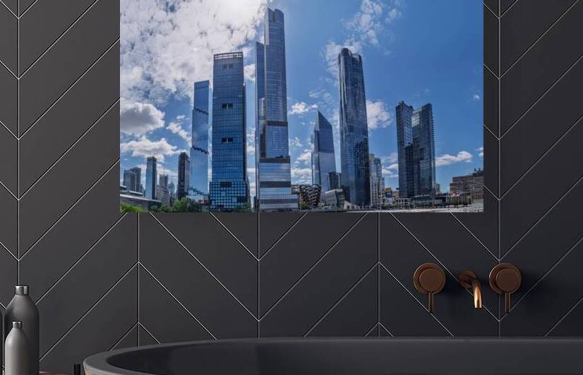 View of Hudson Yards buildings across the subway station platfor by Steve Heap