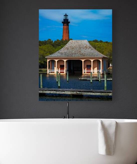 Currituck Beach Lighthouse and the Whalehead Boathouse by Andy Crawford