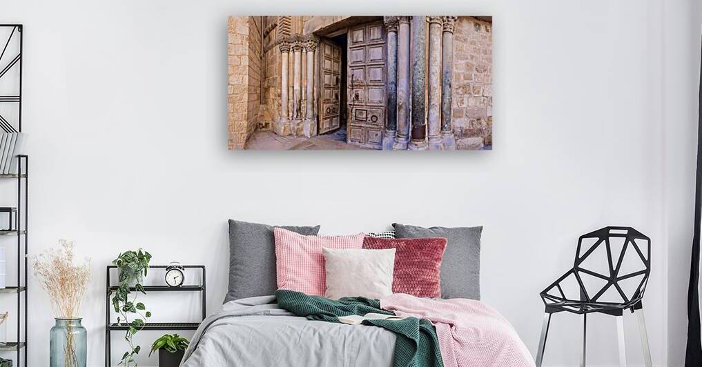 Israel Jerusalem Old City entrance to Holy Sepulchre church at Crusader Facade near Via Dolorosa by Elijah Lovkoff