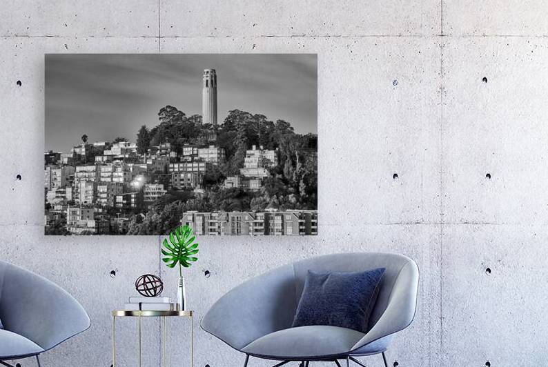 San Francisco Coit Tower Sunrise B&W by Ryan Cameron