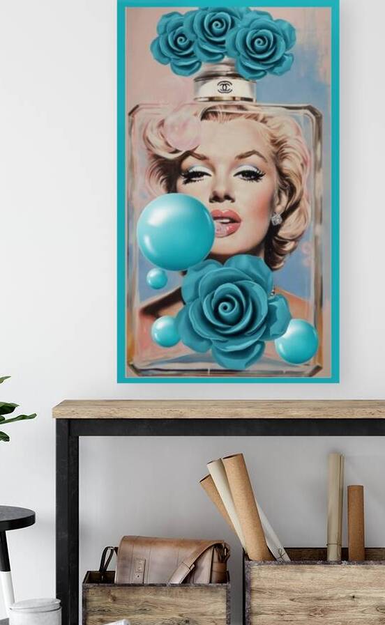 Marilyn Monroe Inspired Perfume Bottle Art – Roses Pop Art | Glam Fashion Wall Decor | Luxury Feminine Artwork Hollywood Icone Luxury and Elegance Wall Decor by ArtByLumy