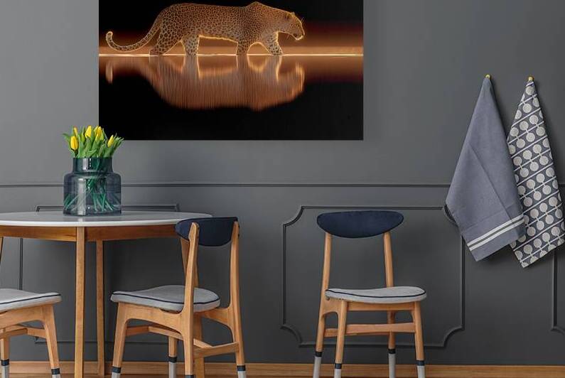 Nocturnal Grace – Cheetah Reflection Print by Savage Art Prints