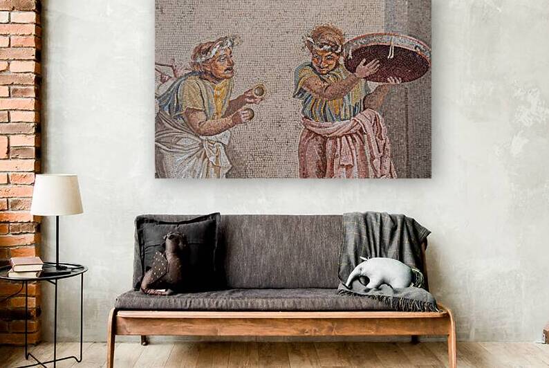 Detail of Street Musicians mosaic from Pompeii in Naples Archeol by Paolo Modena