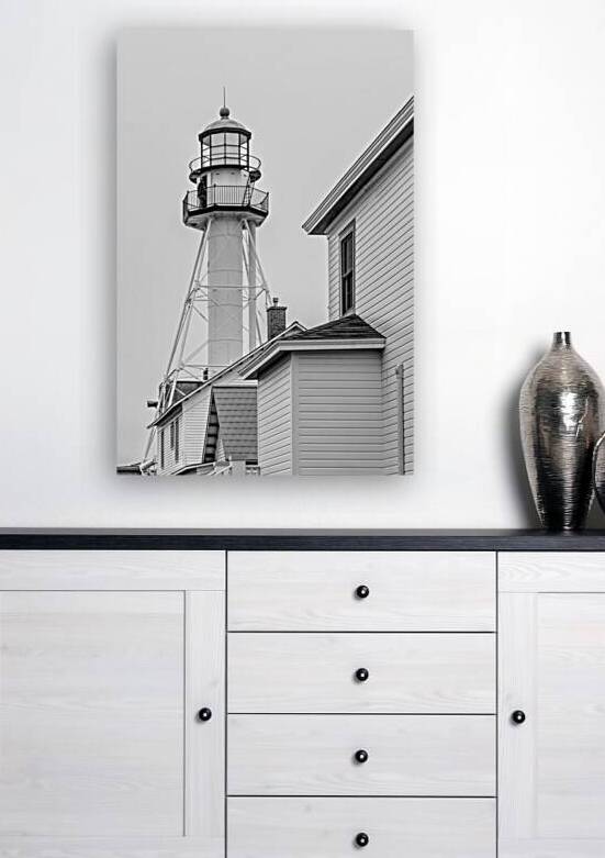 Lake Superiors Guiding Light Grayscale by Jennifer White