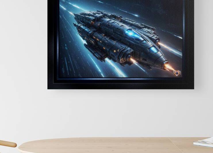 The Futuristic Warship Stellar Vannguard In Pursuit Fantastic AI Concept Art by Xzendor7 by xzendor7