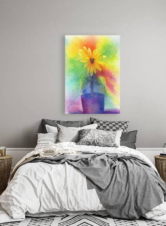 With love sunflower watercolor painting  by Karen Kaspar