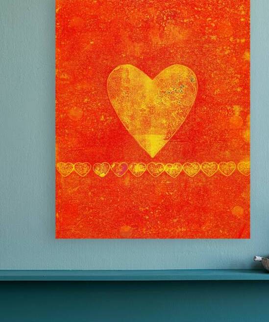 Sunshine heart abstract acrylic painting  by Karen Kaspar
