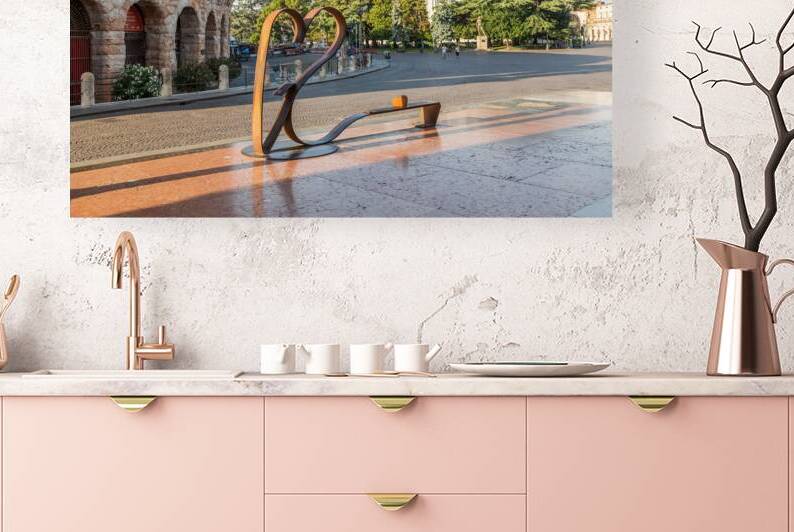 Sculptural composition Forever Love   Bench of Love   in fron of by Paolo Modena