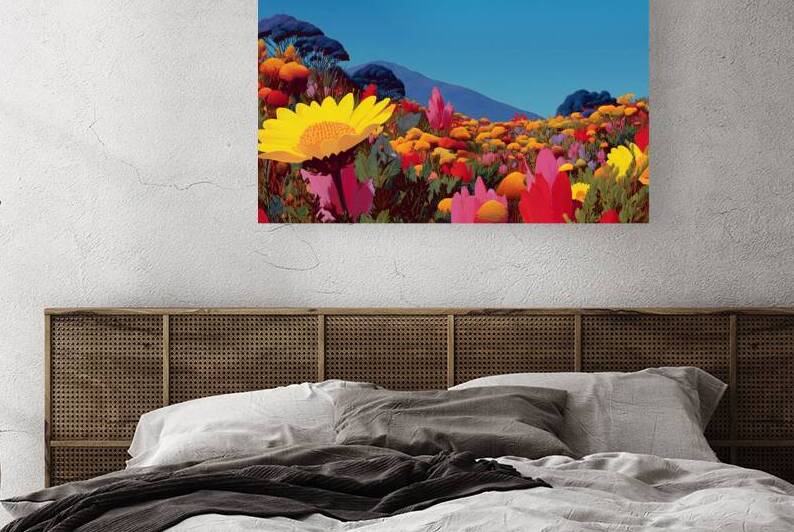 Radiant Bloom – Floral Landscape Art Print by Savage Art Prints