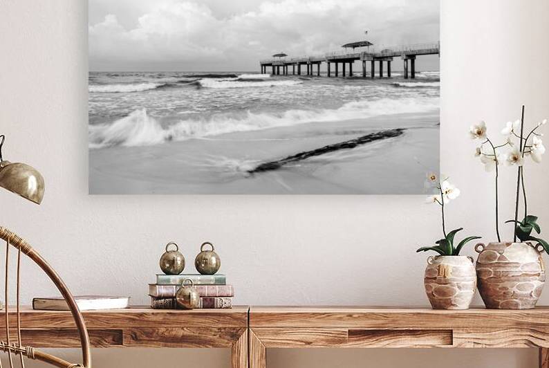Orange Beach Gulfside Morning Grayscale by Jennifer White