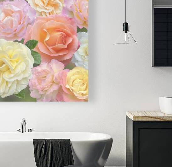 Pastel Roses Square by Gill Billington