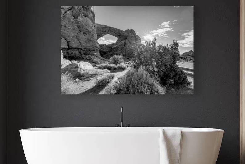 Sunburst At Arches North Window Grayscale by Jennifer White