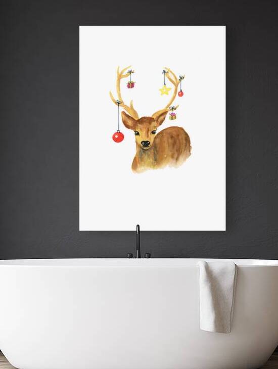 Christmas deer watercolor painting by Karen Kaspar