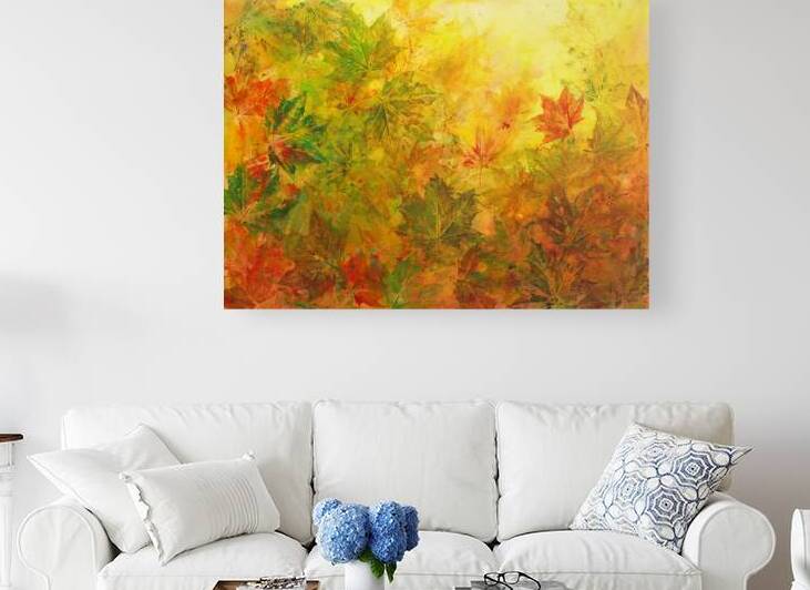 abstract fall leaves acrylic painting  by Karen Kaspar