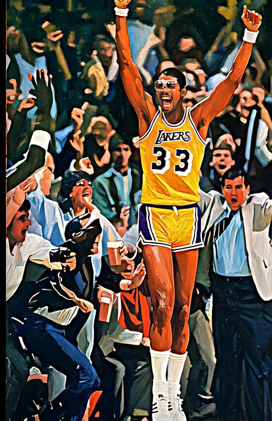 Kareem Lakers Celebration Art by Row One Brand