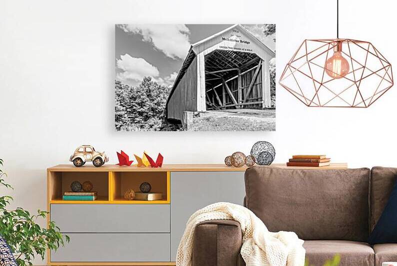 Beside McAllister Bridge Indiana Grayscale by Jennifer White