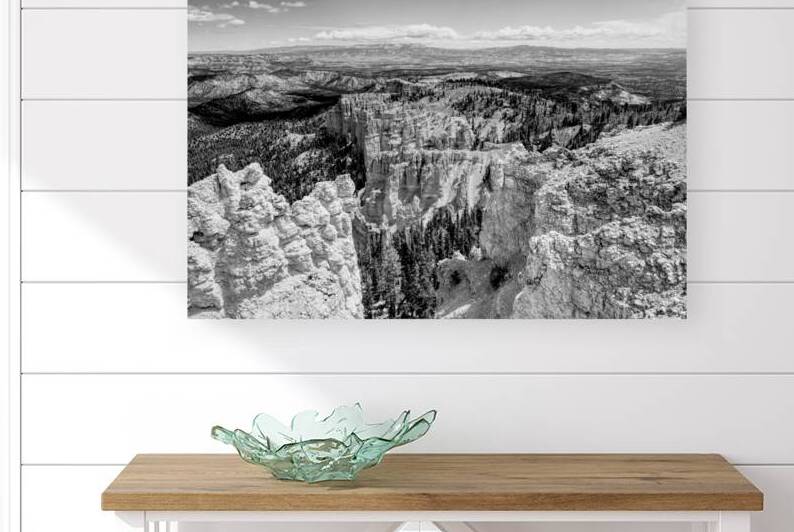 Bryce Rainbow Point Hoodoos View Grayscale by Jennifer White