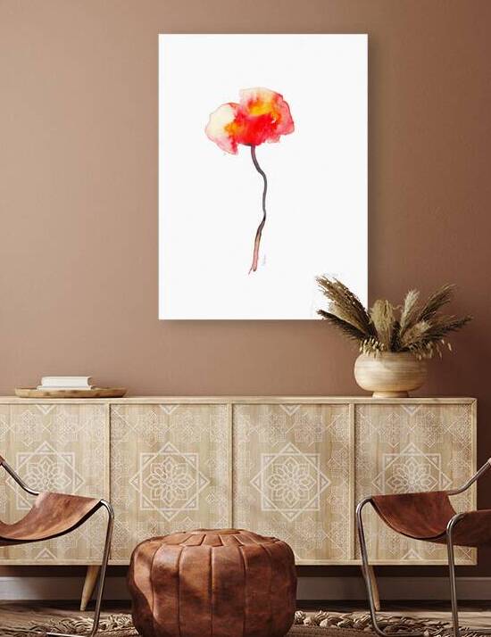 single poppy watercolor painting  by Karen Kaspar