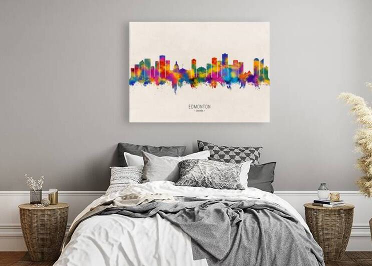 Edmonton Canada Skyline Beige by Towseef Dar