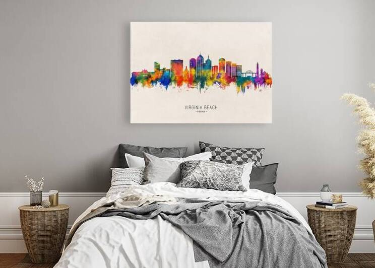 Virginia Beach Virginia Skyline Beige by Towseef Dar