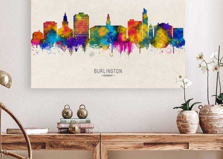 Burlington Vermont Skyline Beige by Towseef Dar