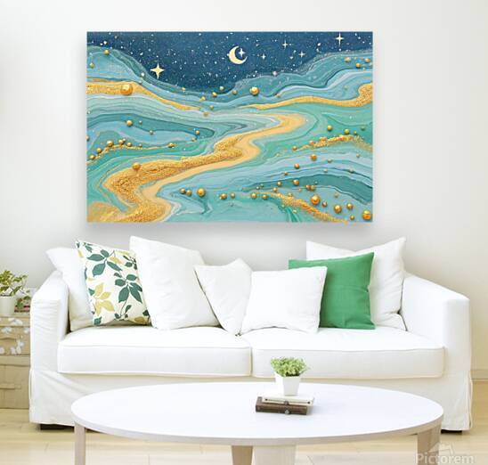 Golden River Flow – Fluid Abstract Art Print by Savage Art Prints