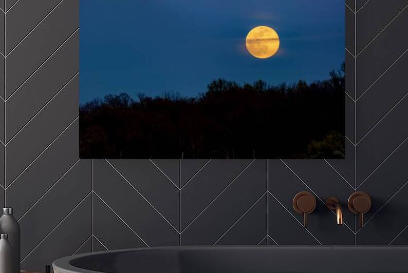 Full Pink Moon At Twilight by Jennifer White