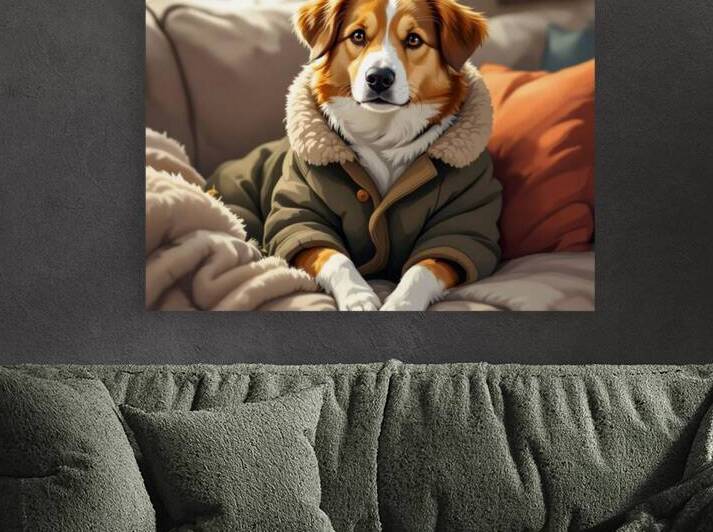 Adorable Dog in Cozy Winter Jacket – Cute Pet Portrait for Home Decor & Animal Lovers by AmericaWallArts