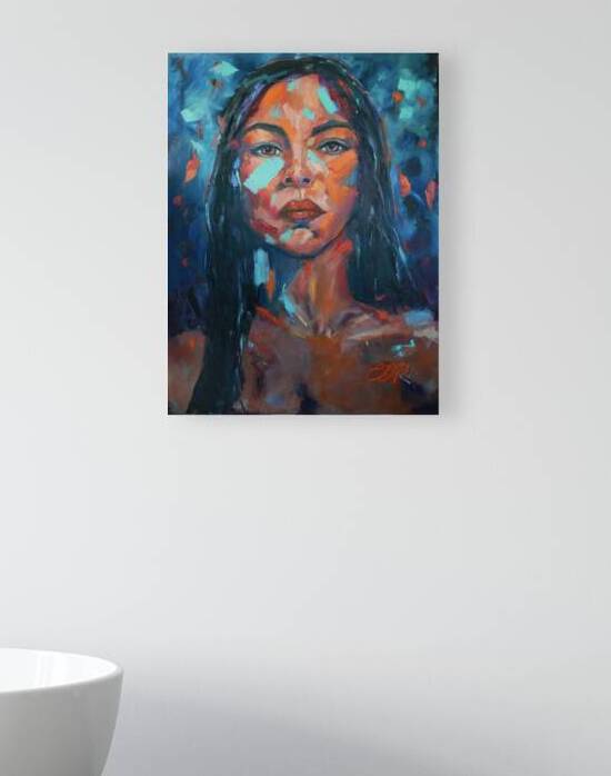 Battle Cry – Powerful Contemporary Oil Painting by Native Artist Connie D. Phillips by Connie D Phillips