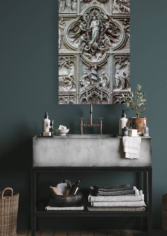 Italy Milan. Detail of the Cathedral door   the Duomo   with an by Paolo Modena