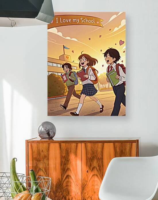Anime Back to School Wall Art – Vibrant Anime Style Students with Backpacks 1 by Artivax