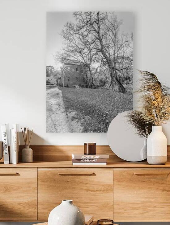 Topaz Mill Side View Sunburst Grayscale by Jennifer White