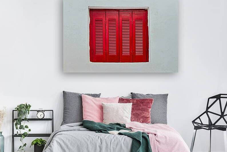 Greek Window with Red Shutters Anafiotika Athens by Pavlos Art Photography