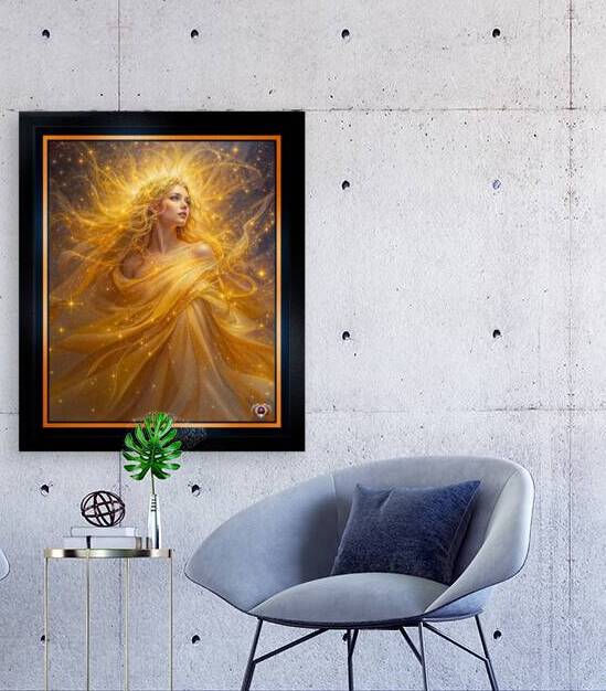 Golden Realm Portrait Of The Golden Goddess Asteria Volante Captivating AI Concept Art by Xzendor7 by xzendor7