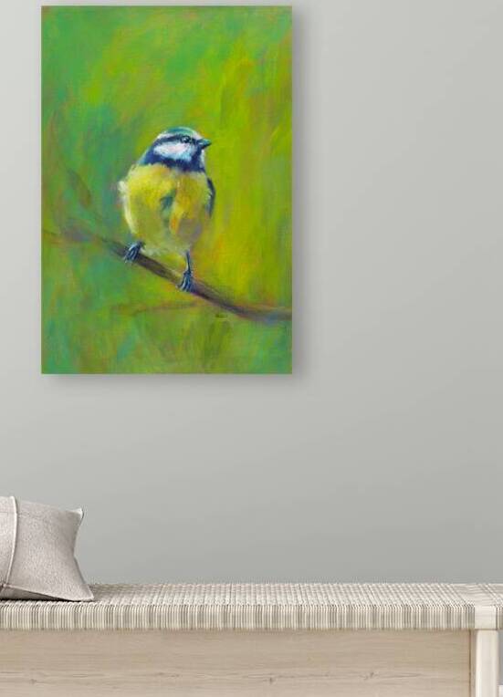 Portrait of Eurasian blue tit acrylic painting  by Karen Kaspar