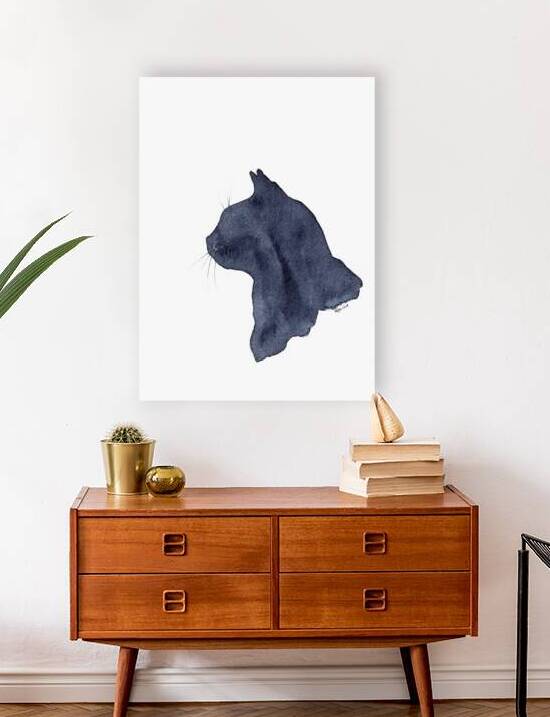 Black cat silhouette watercolor painting by Karen Kaspar