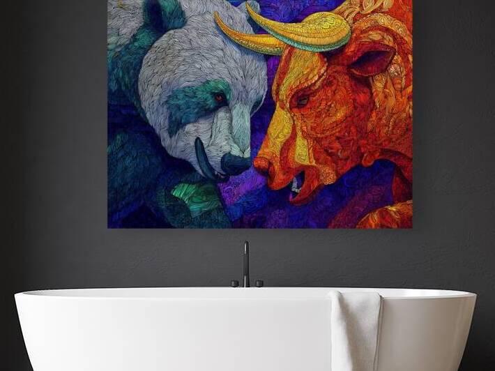 Wall Street Bull And Bears - Bull Stocks by SykArt Designs