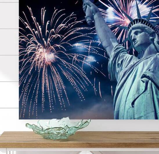 Statue of Liberty fireworks by DELPHIMAGES