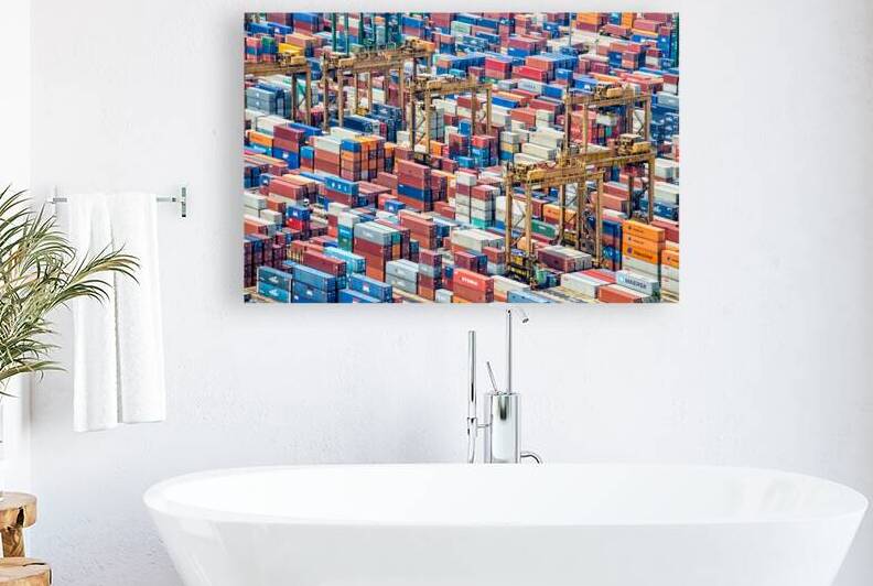 Piles of containers in the harbor of Singapore by DELPHIMAGES