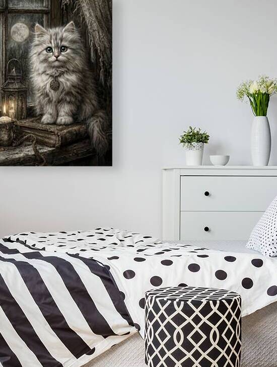 Mystical White Cat Familiar by Candlelight by Anne Laure GOUPIL