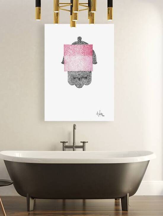 Hamsa Micro-Blessing with a Red Rolled Texture by Aaron Poris